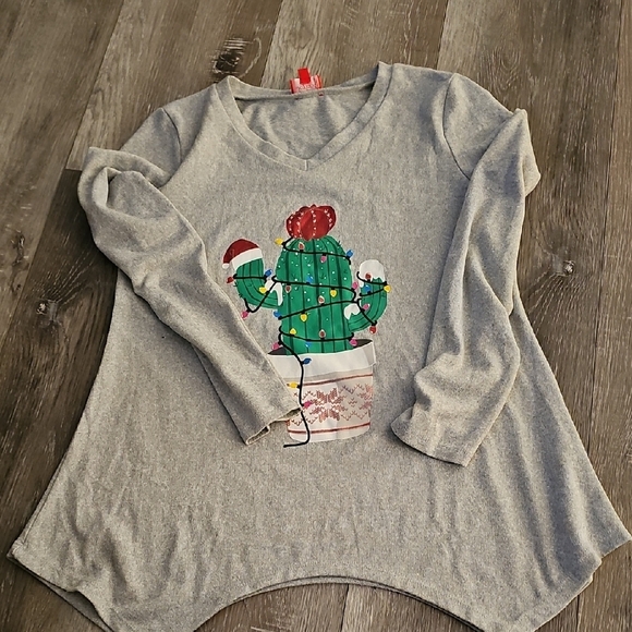 Joyland Sweaters - Joyland Gray Cactus Print Sweater